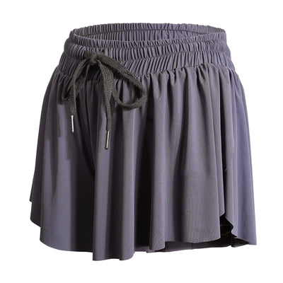 2 in 1 Flowy Athletic Clothes for Women Skirt Shorts Gym Yoga Workout Running Spandex Cute Comfy Lounge Sweat Teen Girls Cheer Skort Summer (XL Grey)