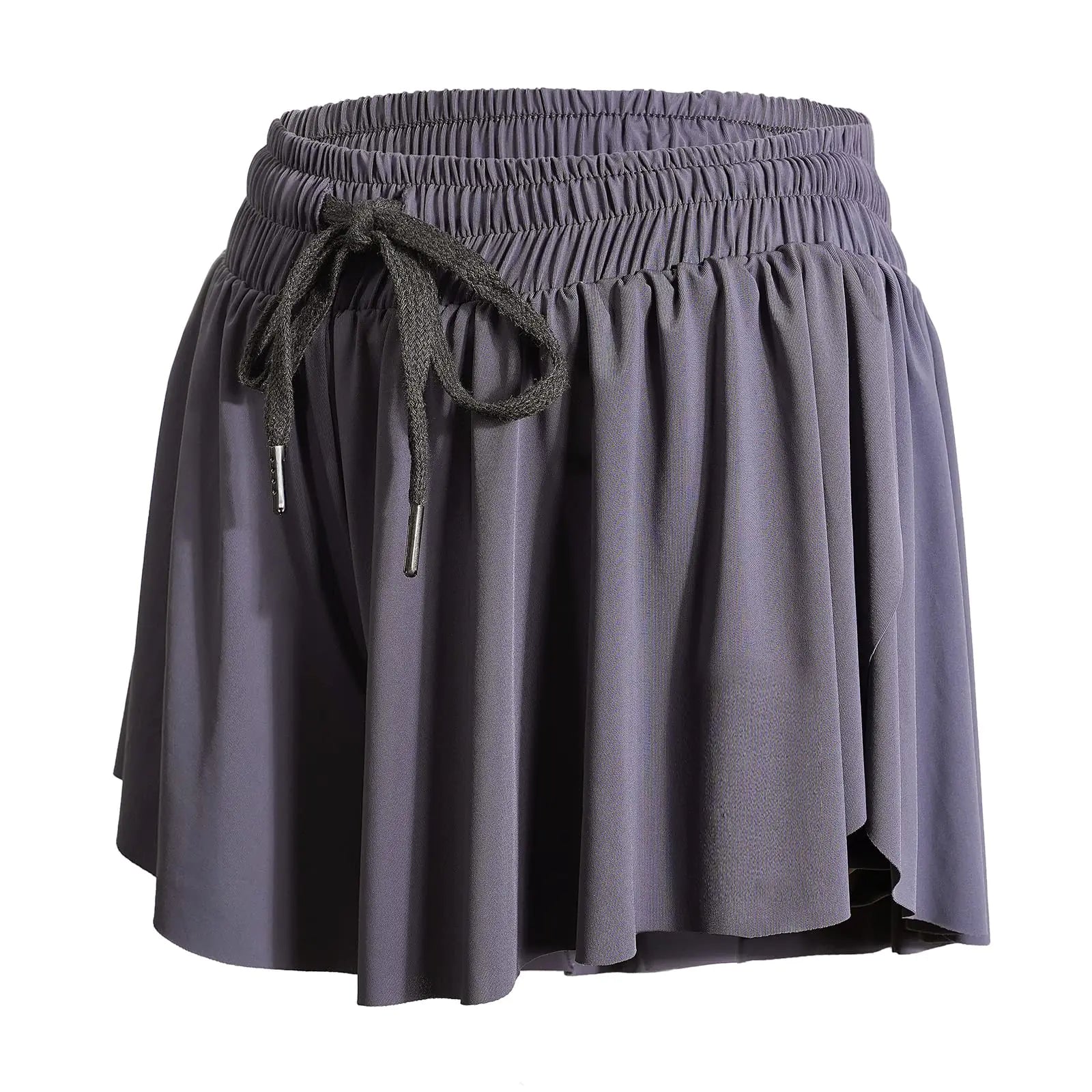 2 in 1 Flowy Athletic Clothes for Women Skirt Shorts Gym Yoga Workout Running Spandex Cute Comfy Lounge Sweat Teen Girls Cheer Skort Summer (XL Grey)