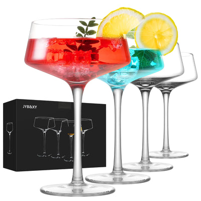 JYB&XY Martini Glasses Set of 4 | 9 oz Coupe Glass Classic Cocktail Glassware Hand Blown Premium Crystal Glass for Champagne Cocktail，wine，martini Flutes