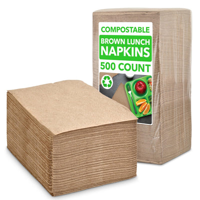 Serviettes en papier jetables marron, paquet de 500, compostables, biodégradables, écologiques, couleur sable, pour restaurants, dîners, loisirs créatifs