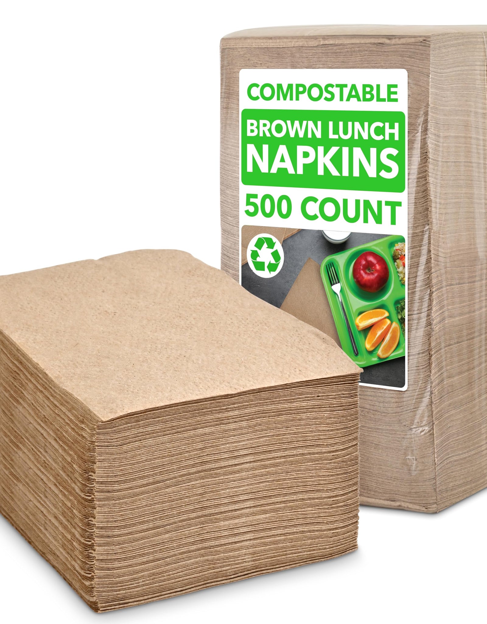 Brown Napkins Disposable Paper Napkins Everyday 500 Count Compostable Biodegradable Eco-Friendly Tan Napkins Bulk for Commercial Restaurants Dinner Parties Crafts