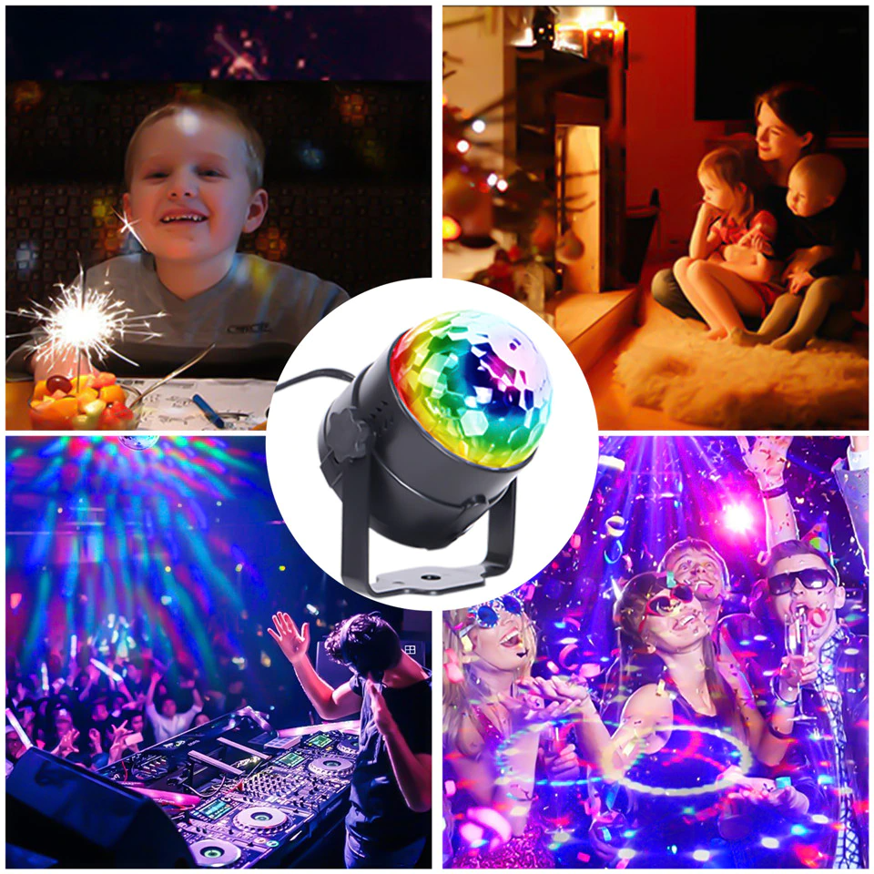 Luces de discoteca, estroboscópicas, LED, bola de DJ, bombilla activada por sonido, lámpara de decoración para baile