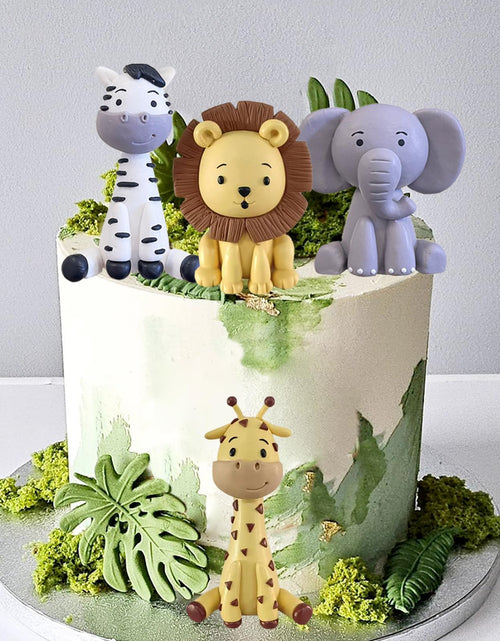 Charger l'image dans la visionneuse de galerie, Décorations de Gâteaux Animaux Safari Décorations de Gâteaux Jungle Sauvage avec Lion Girafe Éléphant Zèbre pour Décorations de Gâteaux d'Anniversaire Thème Animaux Sauvages
