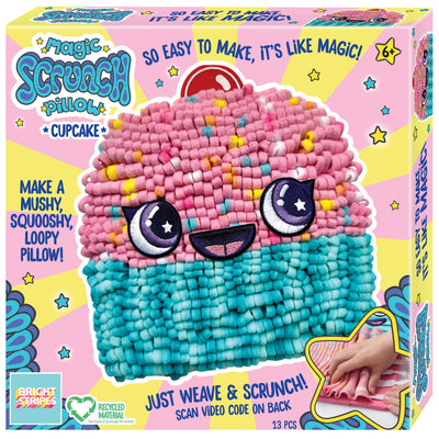 Bright Stripes Magic Scrunch Pillow Making Kit - No Sew Pillow Craft Kit for Kids - Make Your Own Pillow Kit - DIY Pillow Kit for Kids (Cupcake)