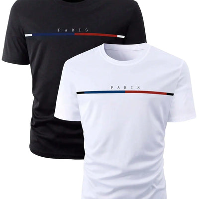SOLY HUX Mens Letter Graphic Tee Tops Classic Short Sleeve Crew Neck T-Shirts 2 Piece Black and White Medium