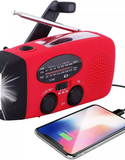 Load image into Gallery viewer, Emergency  Radio Crank Solar Hand Weather 1000mAh Power Bank Charger Flash Light
