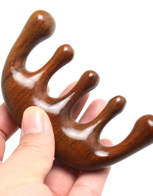 Cargar imagen en el visor de la galería, BLUPLE Scalp Massage CombHead Scalp Comb1pc Gua Sha Comb Wide Tooth CombSandalwood Scalp Stimulator Comb Wooden Wide Tooth Comb for Women Hair Growth
