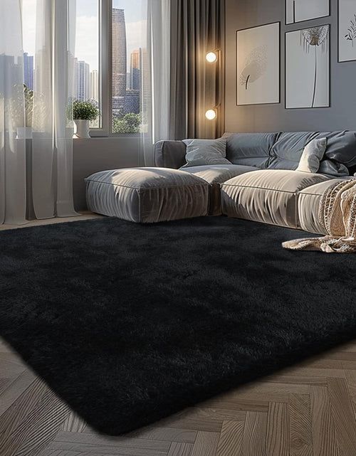 Cargar imagen en el visor de la galería, yongyangjuxin Fluffy Rug Shaggy Area Rug Black 8x10 Area Rugs for Bedroom Super Soft Shaggy Rugs for Living Room Bedroom Kids Room Home Decor Upgrade Anti-Skid Rectangular Fuzzy Rug
