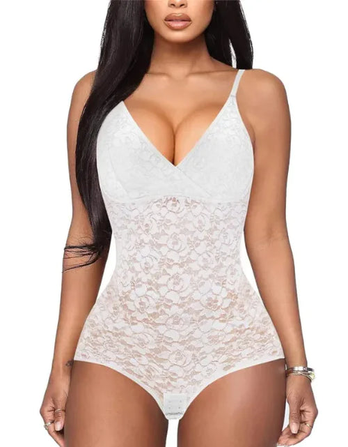 Load image into Gallery viewer, Women's Lace Body Shaping Corset – Beautiful Back Shapewear Jumpsuit
