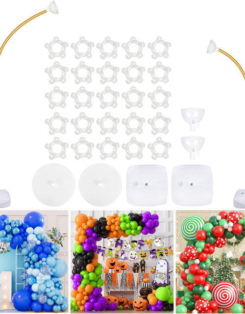 Load image into Gallery viewer, AerWo Balloon Arch Kit 8.2ft+6ft Gold Half Balloon Arch Stand with Base Free Bending Top Curve Balloon Arch Frame Stand for Floor Perfect Birthday Wedding Halloween Christmas Party Decorations
