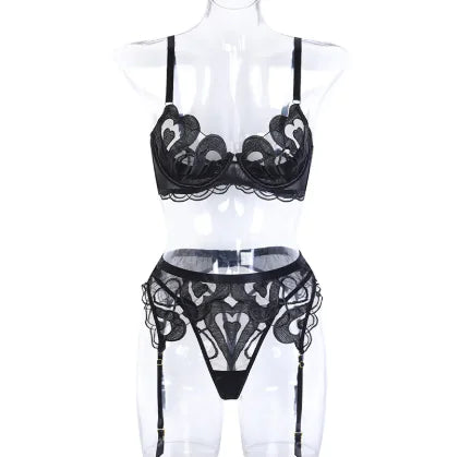 Load image into Gallery viewer, Set Of Mesh Embroidered Lingerie
