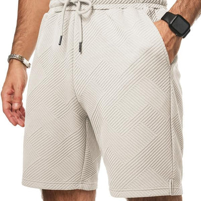 Dokotoo Men Mens Shorts Casual Elastic Waist Drawstring Geometric Texture Short Summer Beach Vacation Shorts with Pockets Beige S