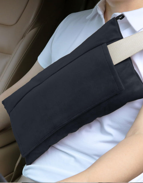 Load image into Gallery viewer, Twin Six Super Soft Seatbelt Pillow Seat Belt Pillow for Mastectomy Post-Surgery Seat Belt Cushion for Heart Surgery Recovery Hysterectomy Abdominal Incision Recovery Seatbelt Black Large
