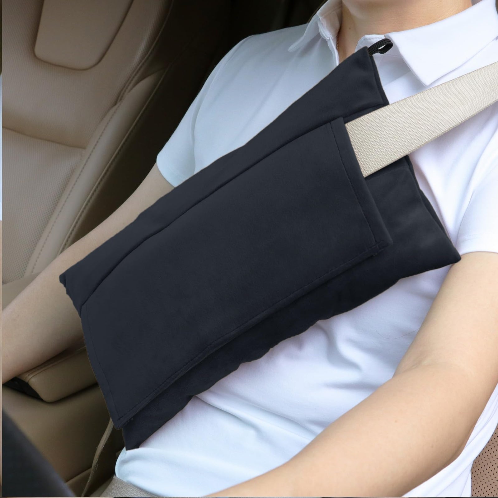 Twin Six Super Soft Seatbelt Pillow Seat Belt Pillow for Mastectomy Post-Surgery Seat Belt Cushion for Heart Surgery Recovery Hysterectomy Abdominal Incision Recovery Seatbelt Black Large