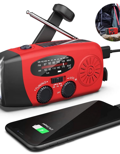 Load image into Gallery viewer, Emergency  Radio Crank Solar Hand Weather 1000mAh Power Bank Charger Flash Light
