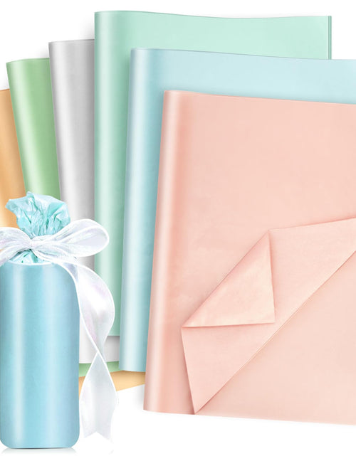 Load image into Gallery viewer, VOKOY 120 Sheets Pastel Metallic Tissue Paper 6 Metallic Colors Glitter Tissue Paper Gift Paper Wrapping Tissue Paper Bulk for Gift Bags Birthday Wedding Baby Shower Thanksgiving Christmas 20 x 14
