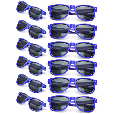 SUNOVELTIES Lot de 12 lunettes de soleil de fête bleu roi, style rétro classique, unisexe, pour adultes
