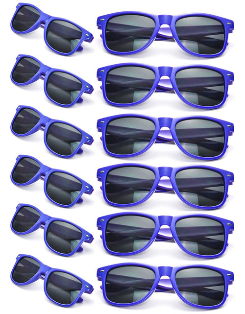 Load image into Gallery viewer, SUNOVELTIES 12 Pack Royalblue Party Sunglasses Bulk Classic Retro Unisex Adult Glasses
