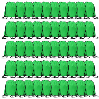 50 Pcs Drawstring Bags Bulk Polyester Draw String Bags Gym Sports Cinch Bag Drawstring Backpack for Women Men Green