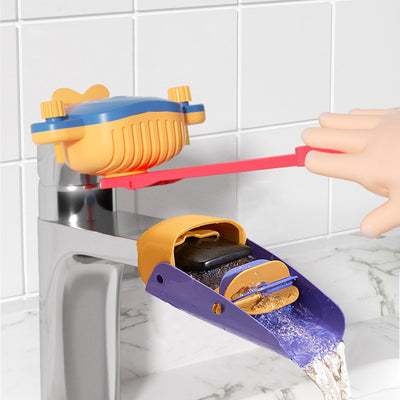 Faucet Handle Extender Set - Tap Handle and Nozzle Extender Childrens Faucet Extender Sink Extender Faucet Animals Extender Kids Hand Wash Helper for Bathroom Sink(2 PCS-Blue Yellow)