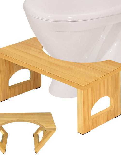 Load image into Gallery viewer, Foldable Toilet Stool 7.5 Inches Poop Stool for Bathroom Bamboo Toilet Stool Squat Adult Collapsible Squatting Bathroom Potty Stool with Non-Slip Strip Improve Bathroom Posture and Comfort Wood
