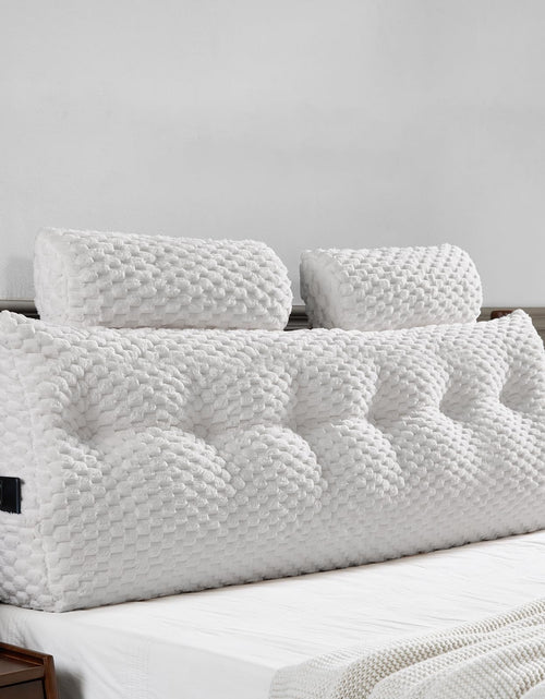 Charger l'image dans la visionneuse de galerie, Oreiller de Tête de Lit en Coin - Oreiller de Lit en Coin pour Tête de Lit Oreiller Triangulaire avec Coussin de Cou - Grand Traversin pour S'asseoir au Lit Soutien de Positionnement du Dos (Blanc 150x20x50 cm)
