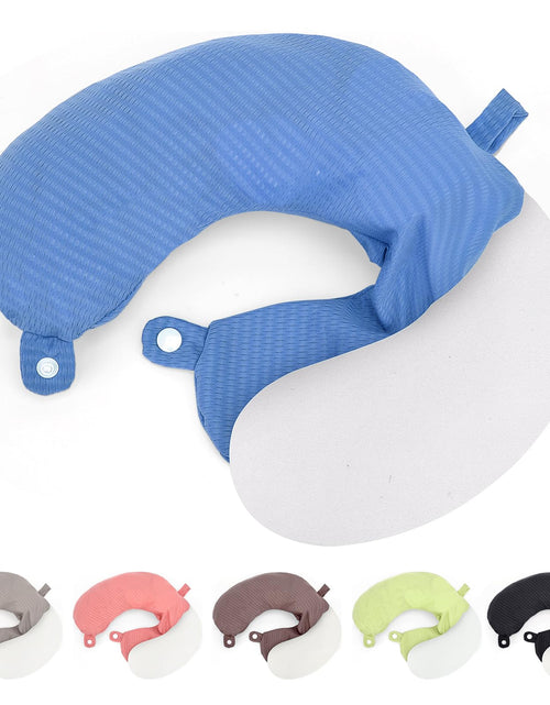 Charger l'image dans la visionneuse de galerie, Housse d'oreiller de voyage Zebrabox, housse de rechange pour oreiller de voyage, housse d'oreiller de voyage en U, douce et lisse, bleue (housse d'oreiller uniquement, sans rembourrage)
