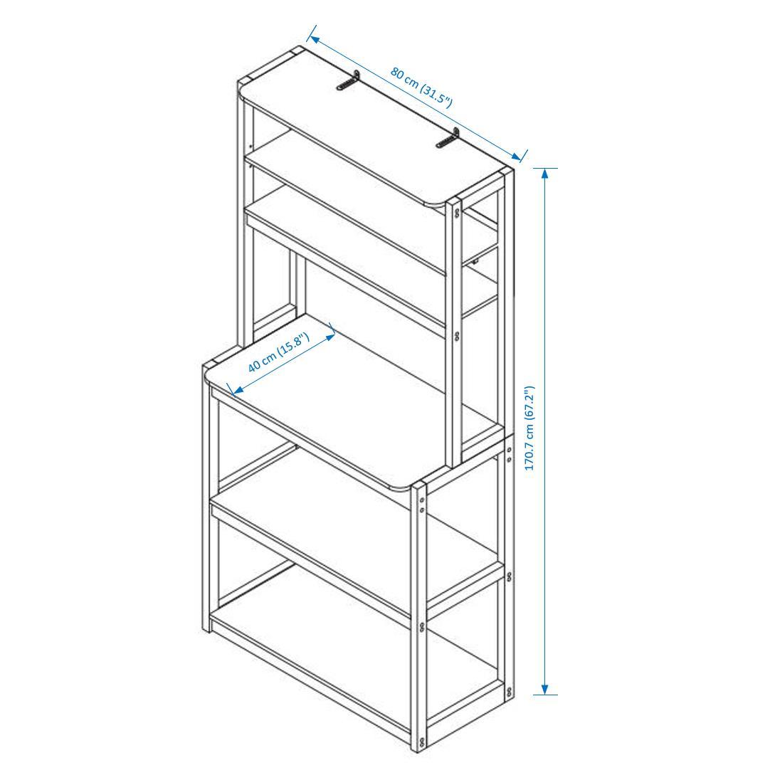 Estante de embalaje de 5 niveles para gabinetes de cocina, cafeterías, estantes de cocina, estantes para microondas