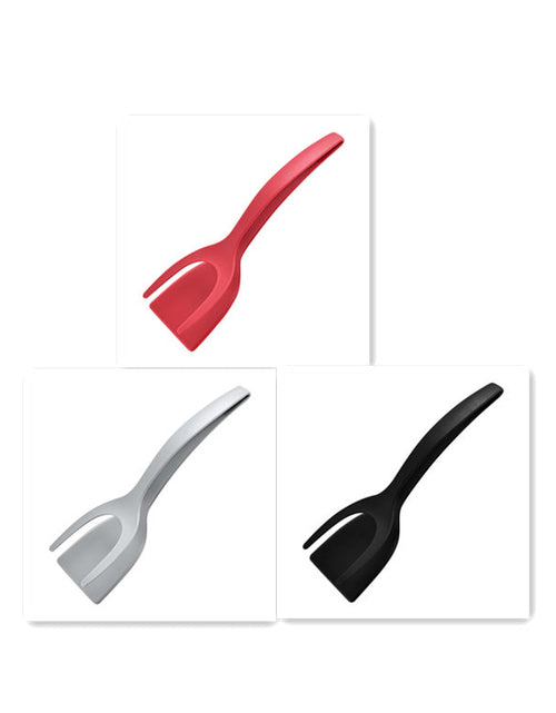 Cargar imagen en el visor de la galería, Pinzas 2 en 1 para sujetar y voltear huevos, pinzas para espátula, pinzas para panqueques, huevo frito, tostadas francesas, tortilla, accesorios de cocina invertidos
