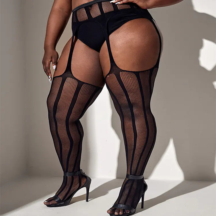 Lingerie transparente en dentelle avec bas antidérapants