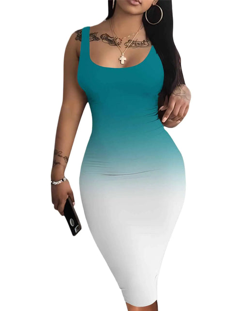 Load image into Gallery viewer, Mrskoala Women Midi Tank Dresses Casual Sexy Club Dress Summer Turquoise XL
