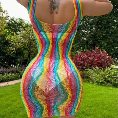 Rainbow Color Mesh Women's Comfort Lingerie
