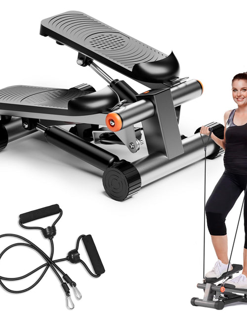 Cargar imagen en el visor de la galería, GORISE Steppers para hacer ejercicio en casa Escaladora de altura ajustable con bandas de resistencia Máquina de ejercicios escaladora portátil Mini escaladora con monitor LCD (Gris carbón)
