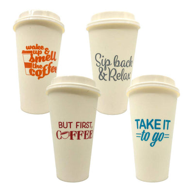 Para llevar con vasos de viaje de plástico reutilizables con tapa Lids para bebidas frías y calientes, juego de 8 unidades (para llevar 2), 16 onzas.