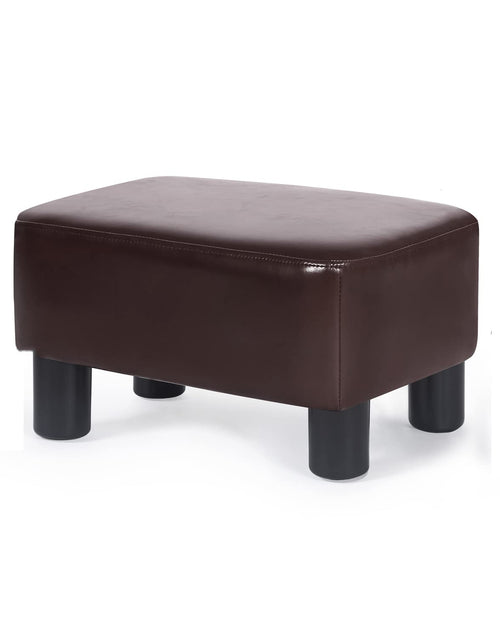 Cargar imagen en el visor de la galería, Joveco Small Footstool Ottoman Footrest Modern Rectangular Padded Seat for Living Room Bedroom (Brown PU Leather)

