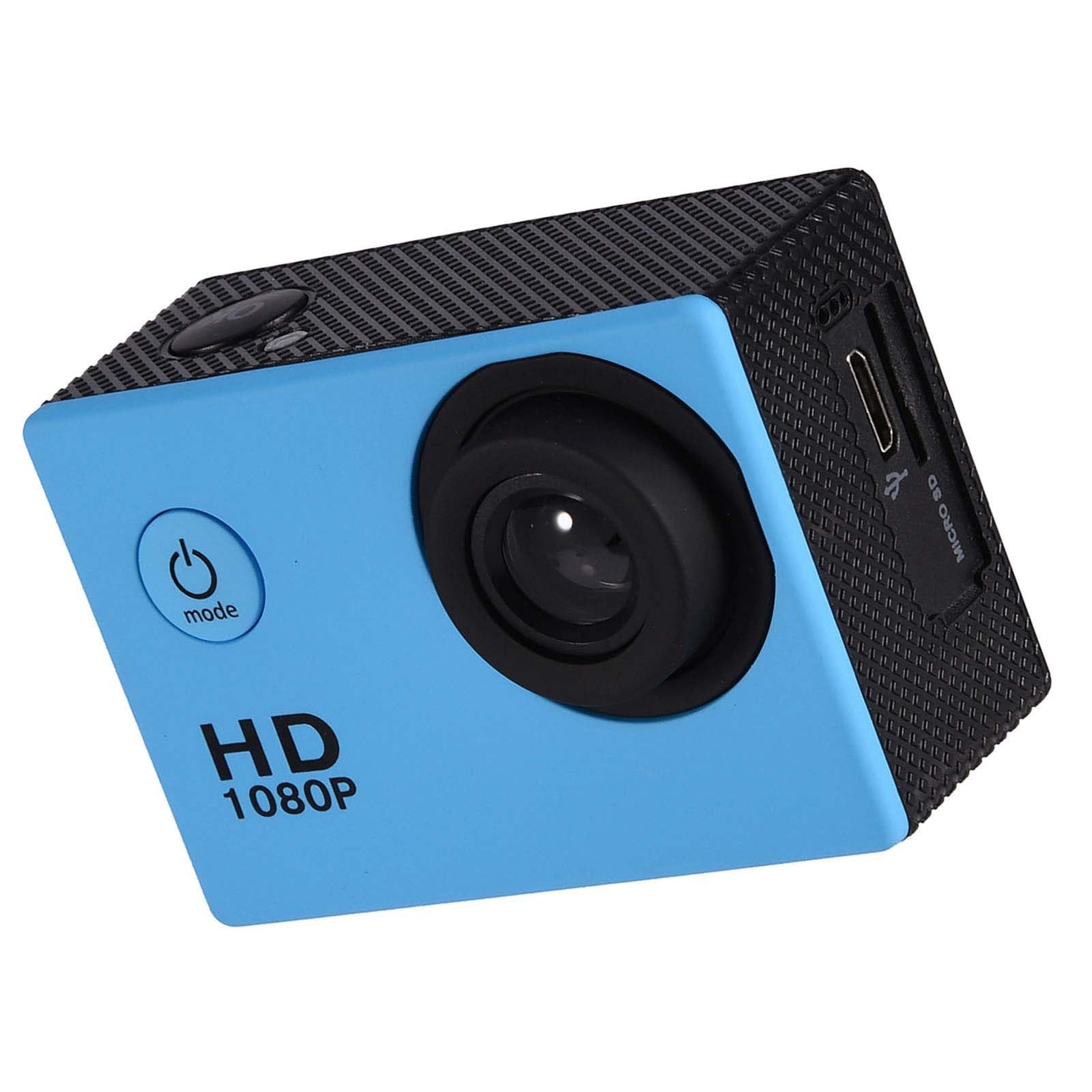 fosa Cámara de acción resistente al agua para deportes al aire libre con carcasa impermeable, videocámara mini DV para deportes de ciclismo con baterías recargables incorporadas y kits de accesorios de montaje (azul)