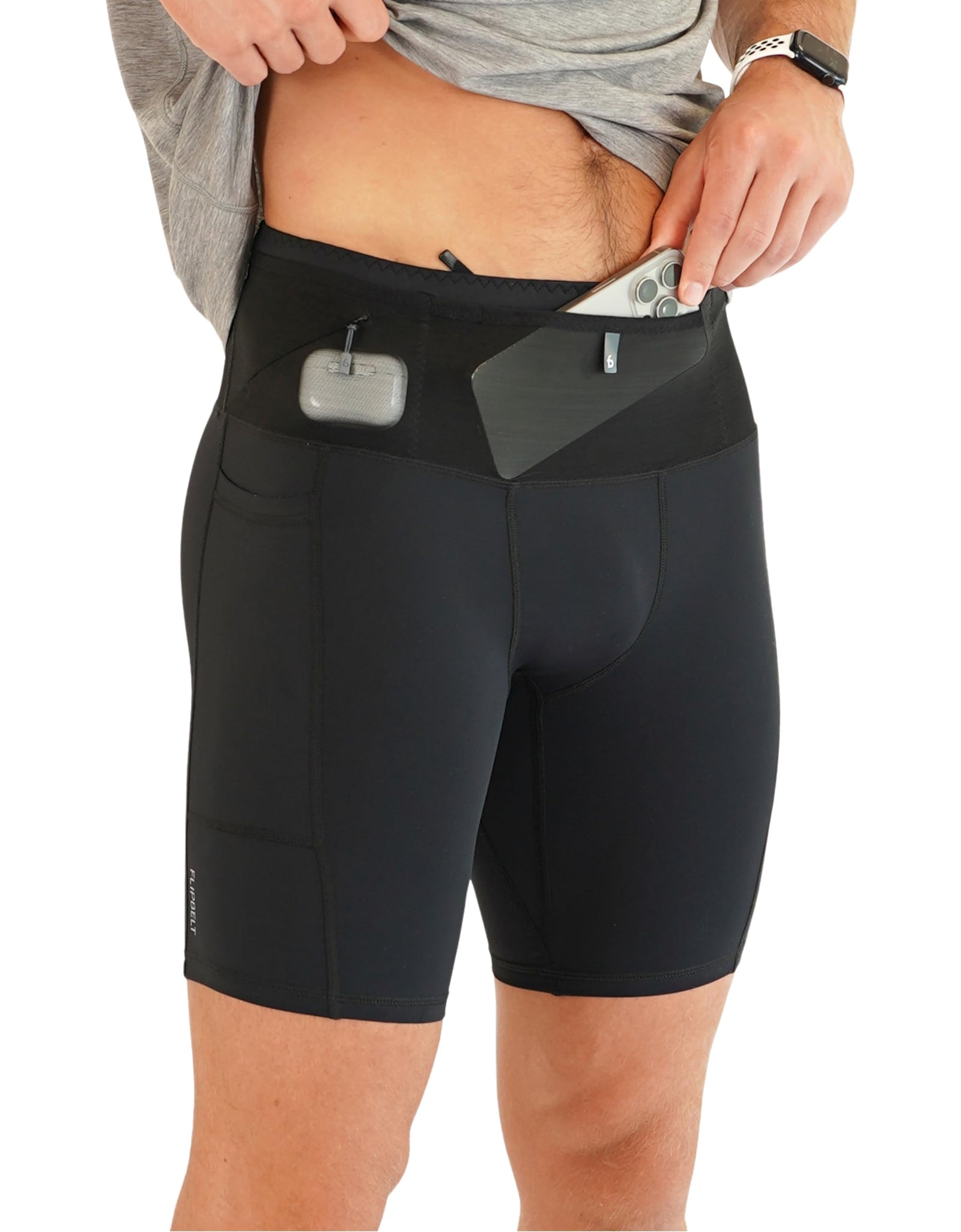 FlipBelt Mens Compression Shorts - Black - L