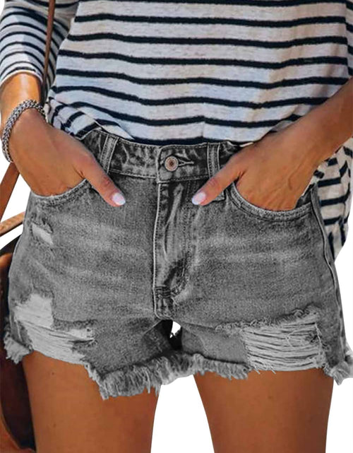 Load image into Gallery viewer, onlypuff Womens Jean Shorts Denim Shorts Distressed GreyJean Shorts Women Ripped Summer Shorts Cut Off Jean Shorts Grey XXL
