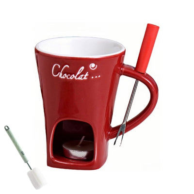 Chocolate Fondue Mug Euclidean Chocolate Melting Mug with Fork can Also be Used to Melt Ice Cream Cheese(Red)