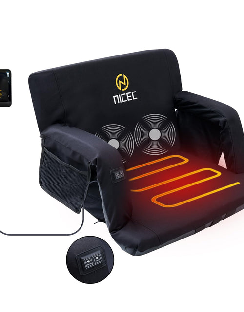 Cargar imagen en el visor de la galería, Nice C Heated Stadium Seat Stadium Seats with Heat Stadium Seat Heated Bleacher Seat Heated Massage Stadium Seat Bleacher Seats Thick Padded Reclining Cushion Power Bank Include (ExtraWide 1-P)
