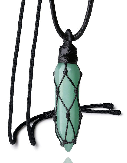 Cargar imagen en el visor de la galería, MAIBAOTA Collar de hombre y mujer, aventurina verde, cristal curativo, colgante de piedra, collar para hombre, cuerda ajustable, collar de gema natural de Reiki, joyería
