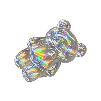 Jinshining Transparent Bear Mobile Phone Grip Stand Finger Stand Easy Installation Smooth 3D Laser Phone Folding Cute Accessories，Cell Phone Grips