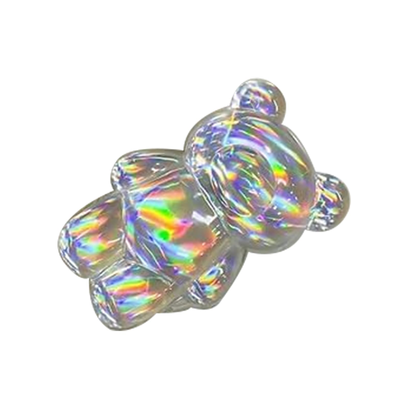 Jinshining Transparent Bear Mobile Phone Grip Stand Finger Stand Easy Installation Smooth 3D Laser Phone Folding Cute Accessories，Cell Phone Grips