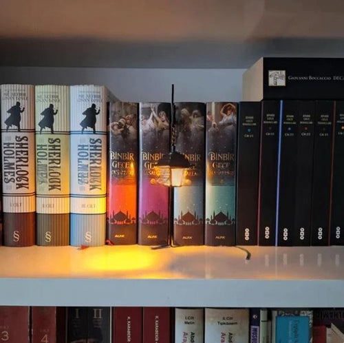 Load image into Gallery viewer, T Library Bookshelf Lighting Lantern Metal Craftwork
