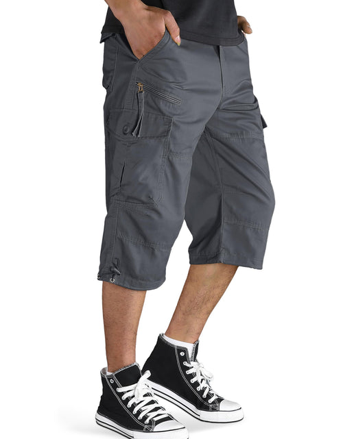 Charger l'image dans la visionneuse de galerie, TACVASEN Capris Pant for Men 3/4 Capri Shorts Mens Long Shorts Knee Length Shorts 7 Pockets Hiking Shorts Baggy 3/4 Pants Grey

