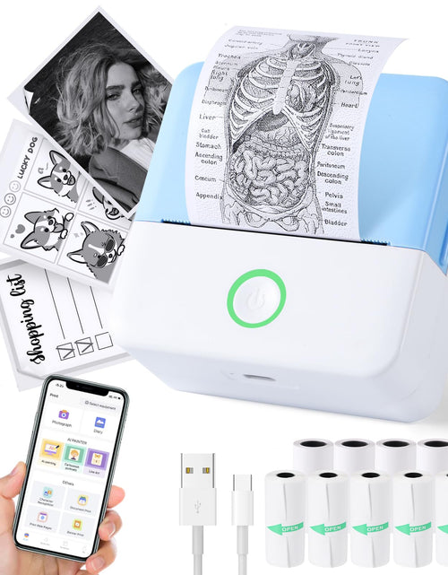 Load image into Gallery viewer, Thermal Mini Printer Portable Inkless Sticker Maker Bluetooth Printer for Phone Wireless Label Printer with Tape Free Cut Small Pocket Printer for Notes&amp;Children DIY Compatible with iOS&amp;Android
