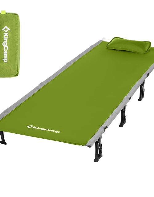 Charger l'image dans la visionneuse de galerie, KingCamp Camping Cot Folding Portable Heavy Duty Ultralight Cots for Adults Camping Tent Hiking Backpacking Mountaineering Travel Indoor Outdoor Indoor Base Camp with Pillow Support 265 Lbs.
