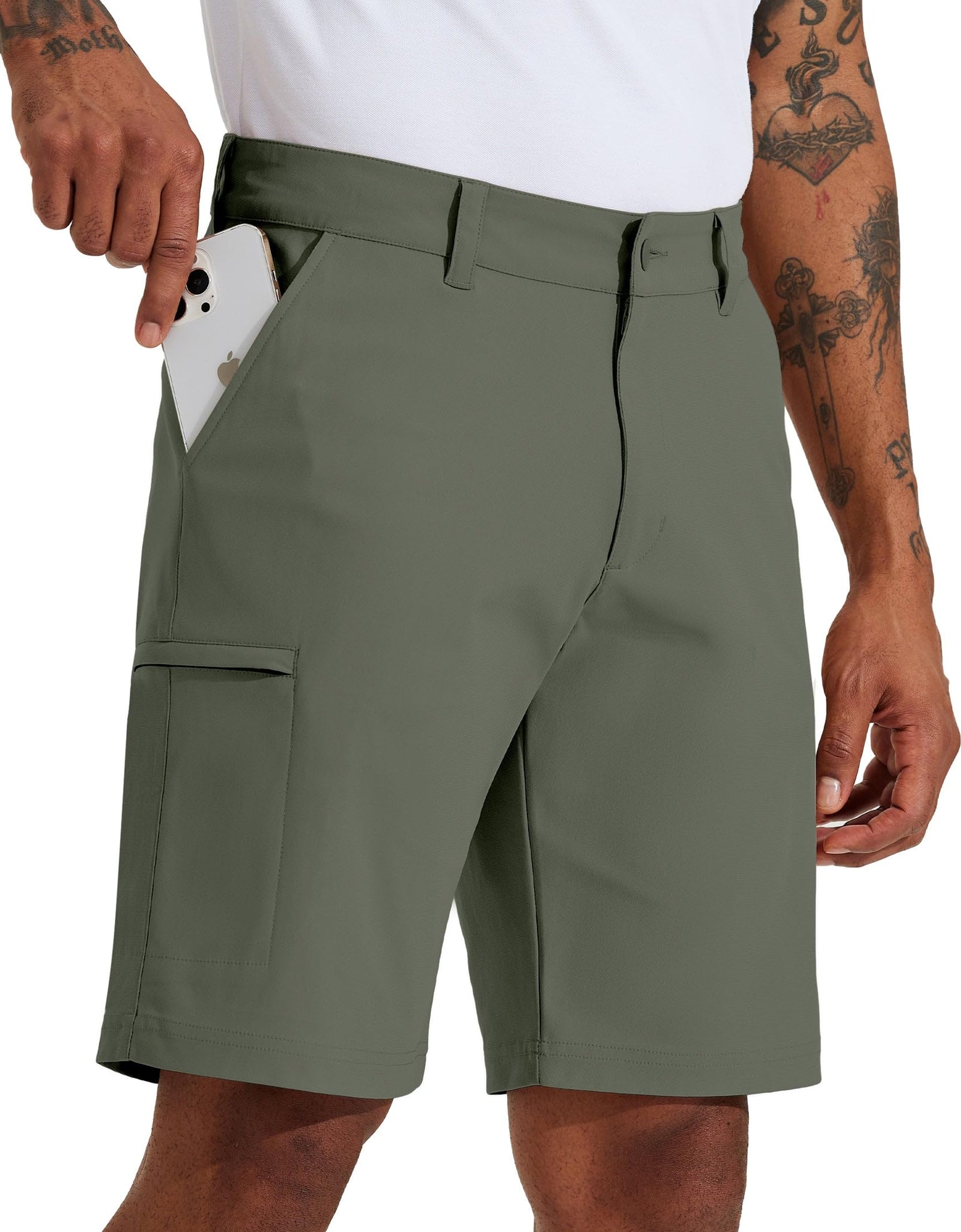 Willit Mens Golf Shorts Stretch Hiking Cargo Shorts Athletic Quick Dry Casual Work Shorts with Pockets 10" Dark Forest 38
