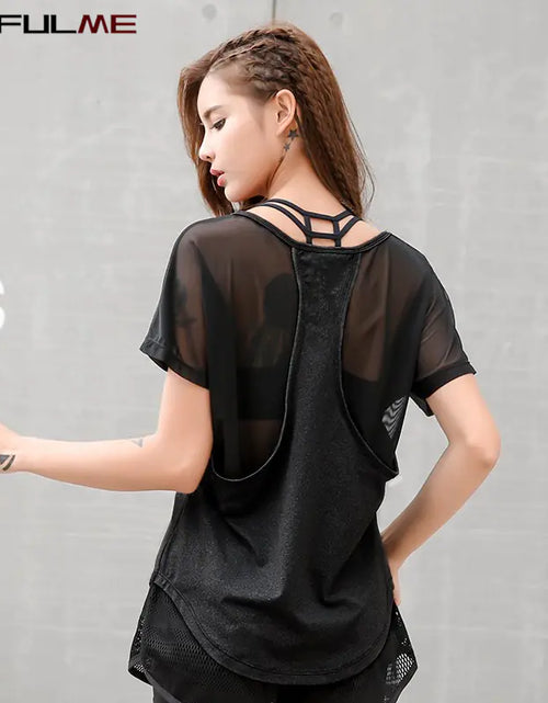 Load image into Gallery viewer, Summer Women&#39;s Mesh Patchwork Fitness Running T-shirts
