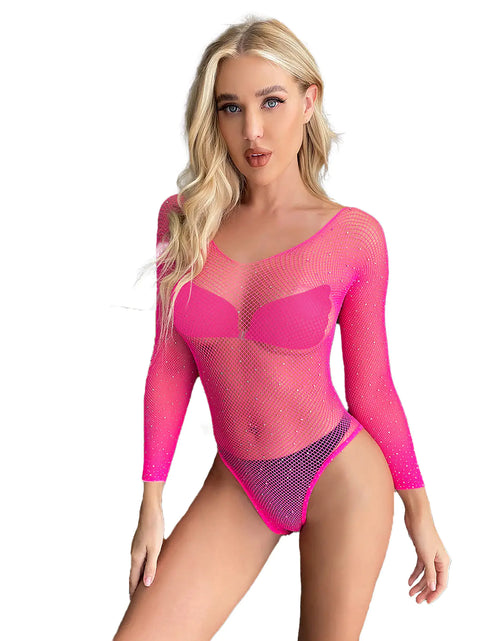 Load image into Gallery viewer, Rhinestone Bikini Fishnet Lingerie for Women
